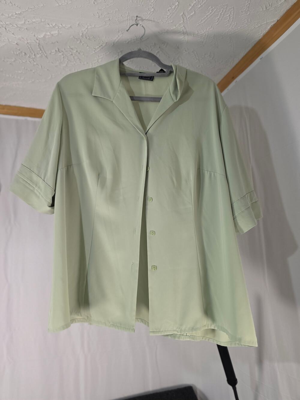 Vintage Laura Scott 20W Mint Notch Collar Blouse Top